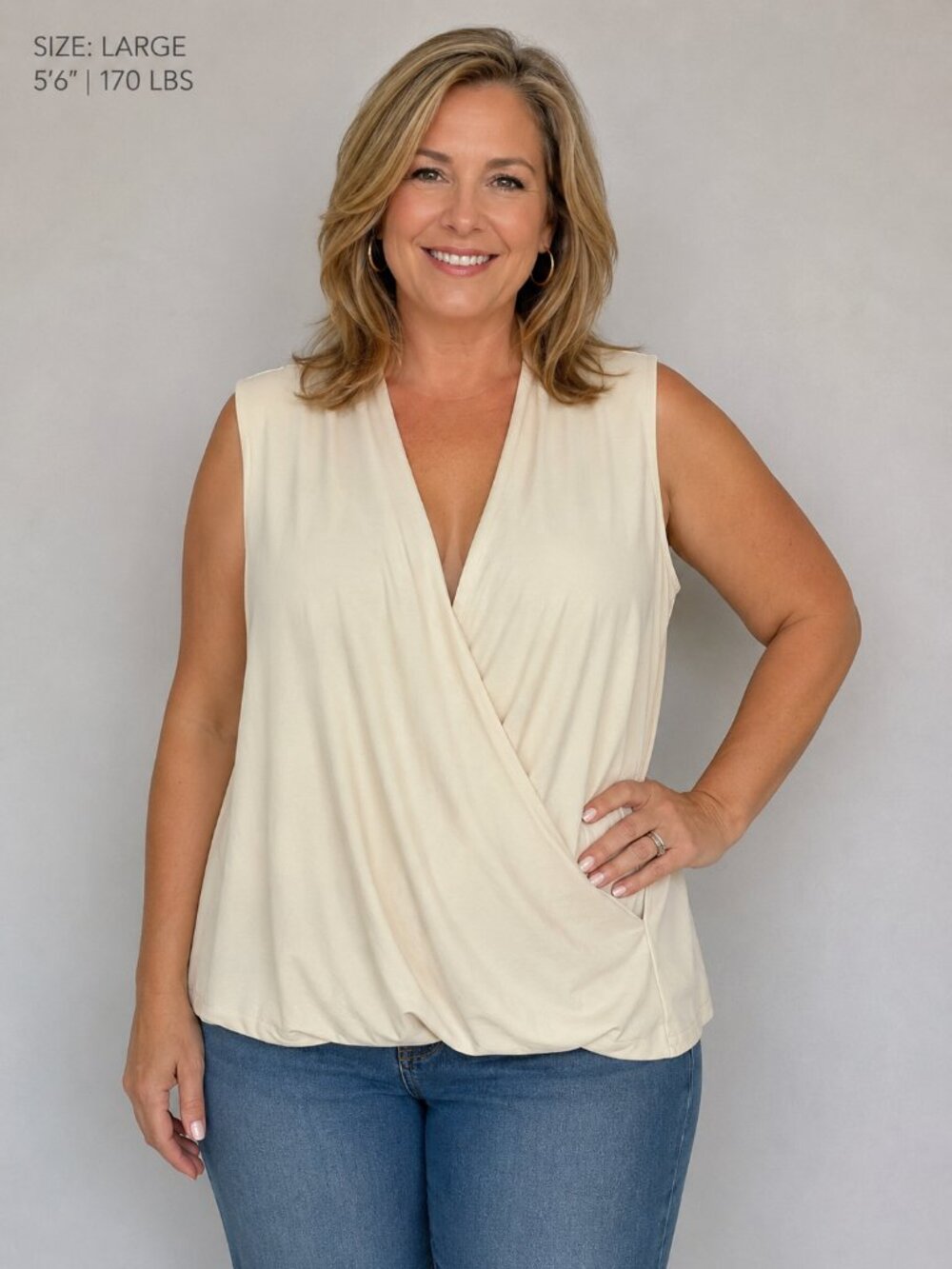 Women's Large Sleeveless Wrap Top Cream The Limited NEW WITH TAGS